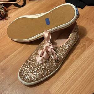 New w/o box Kate Spade Keds. Rose Gold Glitter. Size 11